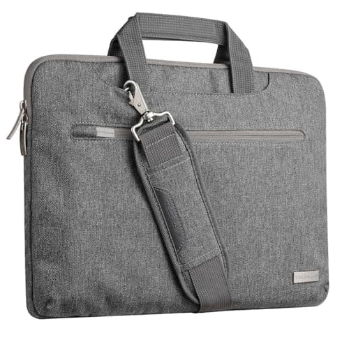 TECHGEAR Case for 15" - 15.6" Laptops, Portable Multi-function Laptop Case with Adjustable Shoulder Strap, Luggage Strap & Suppressible Handles, Portable Sleeve Organiser Case Cover + Pockets GREY