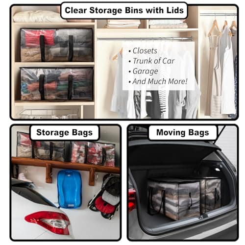 ClearSpace Heavy Duty Moving Bags or Storage Bins with Lids, Clear, 4 Pack — view 2