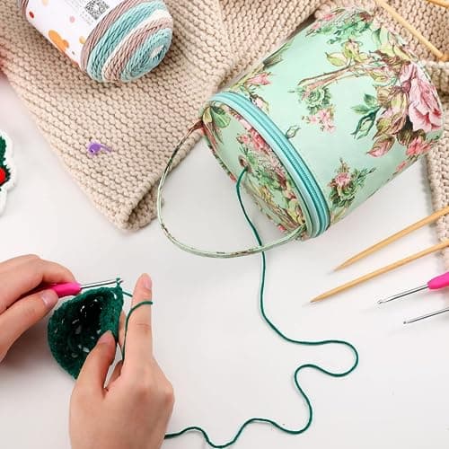 KAISELINNA Knitting Bag Yarn Storage Bag Wool Holders Crochet Tote Organizer Storage Bag Travel Knitted Wool Bags Sewing Tools (Green) — view 2
