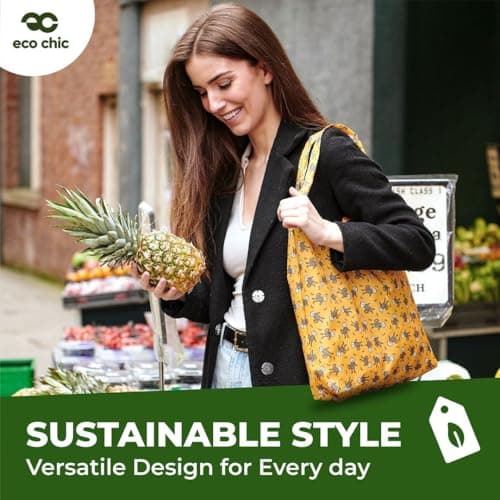 ECO CHIC Lightweight Foldable Reusable Shopping Bag Water Resistant Tote Bag (Lavender with Dragonfly Lilac) — view 2