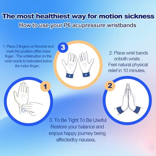 SZSTYYP Motion Sickness Bands for Kids Cruise Travel Essentials Anti-Nausea Acupressure Wristband for Morning Car Sea Sickness Wristbands for Kids (2 Pairs Blue)…… — view 3