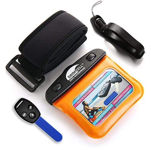 SwimCell Waterproof Key Pouch For Swimming With Armband &Lanyard - Orange