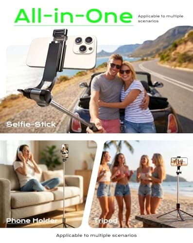 Phone Tripod & Selfie Stick, 170cm Extendable Portable Phone Tripod Stand with Wireless Remote, Compatible with iPhone/Android — view 2