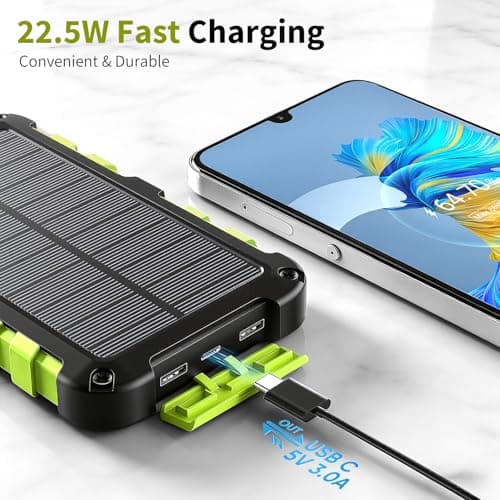 TOENNESEN Solar Power Bank, 10000mAh, PD 22.5 W, Portable Fast Charging — view 3
