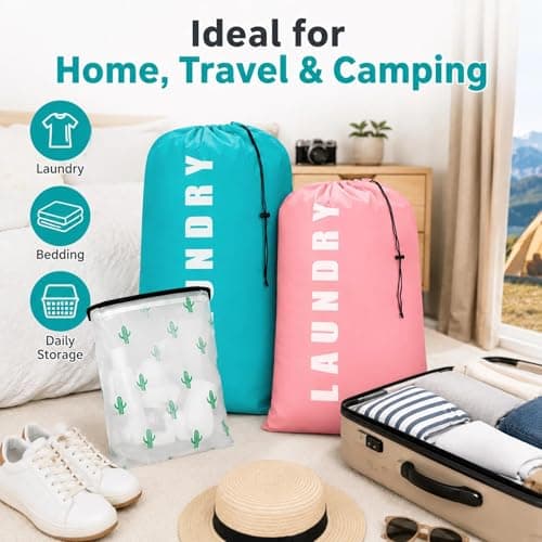 4PCS Laundry Bags Set(Green + Pink) — view 6