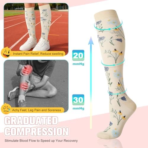 Zuimei 6 Pairs 20-30 mmhg Compression Socks for Women Men — view 3