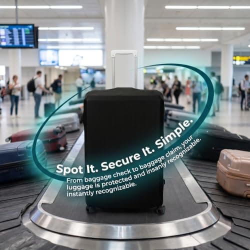 Kemay Elastic Black Luggage Cover for 26-29 Inch Suitcase, Washable Anti-Scratch Dustproof Trolley Case Protector with Reserved Openings, Durable Travel Baggage Sleeve — view 5