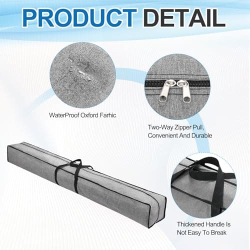 Nexarelle 1 Pcs Zippered Tripod Bag, 120x25x25cm Water Resistant Oxford Cloth Outdoor Equipment Storage Bag with Handle for Travel Outdoor Camping Sports Fishing Rod, Grey — view 3