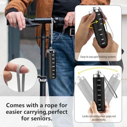 Mossime Metal Pill Organiser 7 Day: Stackable, Waterproof, Travel, Black — view 3