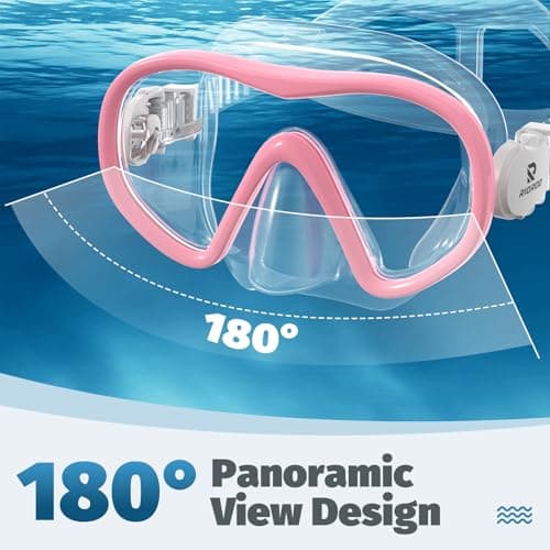 RIOROO Adult Snorkel Mask, Diving Goggles 180° Panoramic View, Anti-Fog, Tempered Glass Lenses, Diving Mask with Nose Cover for Adults and Youth. — view 3
