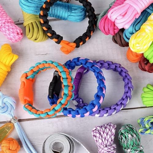 WEREWOLVES 28 Colors Paracord 550 Kits with Instruction - Multifunction Survival Parachute Cord Making Paracord Bracelets, lanyards, Dog Collar - 10 Feet Each Paracord Rope (Joy, 28 Colors) — view 4