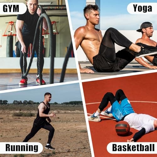 HYCOPROT Men's Running Leggings Compression Trousers Athletic Tight Base Layer Pants for Workout Sports Yoga Basketball (Yellow, S) — view 6