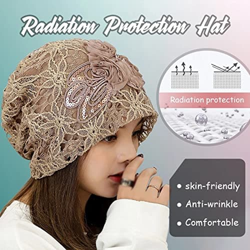 EMF Protection Beanie, Silver Fiber Anti Radiation Breathable Cap, 5G 4G RF WiFi Shielding Hat,Khaki — view 2