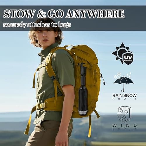 Vesavifaka Auto Open Close Umbrella Windproof Strong - Ultra Light Compact Travel & Backpack Size for Women and Men, UPF 50+ Eco-Friendly Sun Protection Rain Umbrella with UV Defense — view 5