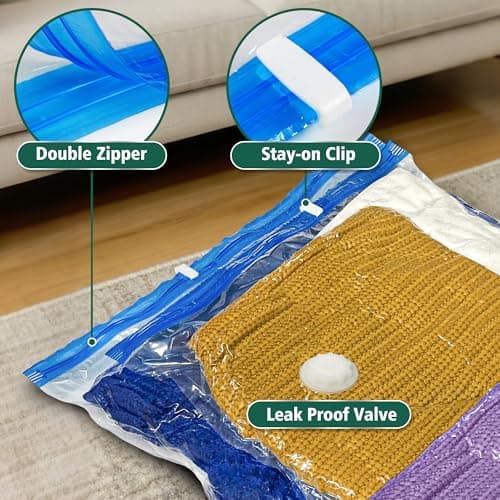 Oumaru Vacuum Storage Bags for Clothes, Vacuum Bags, Space Saver Bags for Clothes, Duvets and Pillows, Hand Pump Included, Pack of 10, Jumbo Size — view 3