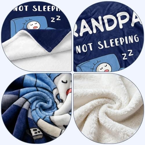 CECOMBINE Gifts for Grandpa Blanket, 150X130CM Funny Blanket Grandpa is Not Sleeping, Resting Eyes Soft Flannel Throw Promoted to Grandads Gifts from Grandchildren for Birthday Retirement Gifts — view 5
