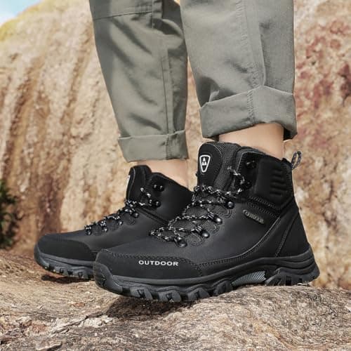 Xuanke Men's Hiking Boots Women's Waterproof Walking Shoes Low Rise Trekking & Hiking Footwear Outdoor Lightweight Military Tactical Desert Boots (Black,10.5) — view 4