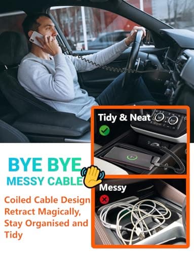 Coiled USB C Cable 2 Pack 60W Fast Charging 30-100cm, Coiled USBC to USBC CarPlay Android Auto Cord, Spring USB C Car Charging Cable for iphone 15 16 17 Samsung Galaxy S24 S23 — view 6