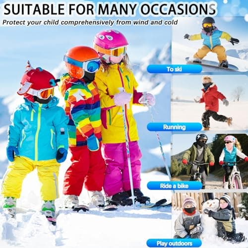 BAISEN Kids Balaclava Winter Windproof Warm Ski Mask Balaclava for Boys Girls, Outdoor Sports Cycling Prevent Cold Plus Fleece Face Mask- One Size Black — view 6