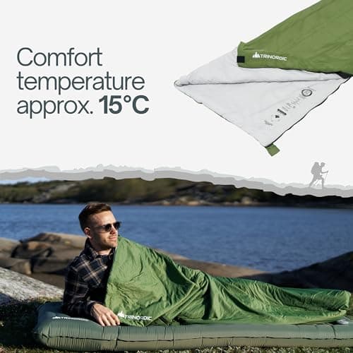 Trinordic Lightweight Summer Sleeping Bag - Rectangular, 700g, Green — view 3