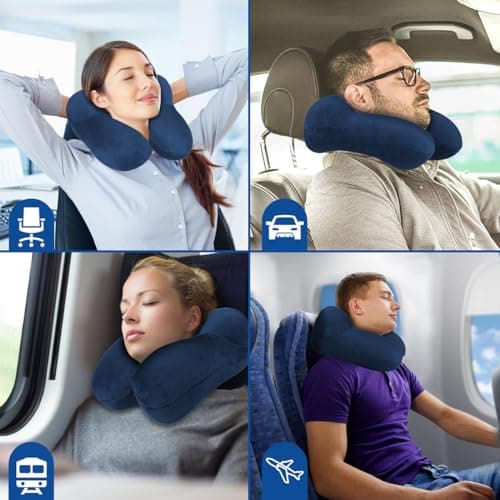 BBjinronjy Travel Pillow, Neck Pillow Inflatable for Aeroplane with Ear Plugs, Soft Velvet, Ergonomic Neck Pillow, Travel Pillow, Inflatable for Office, Plane, Car, Travel, Camping, Sleep Rest Pillow — view 5