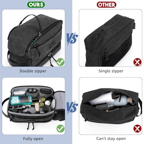 ZOMFELT Travel Toiletry Bag for Men, Canvas Wash Bag with Double Layer — view 4