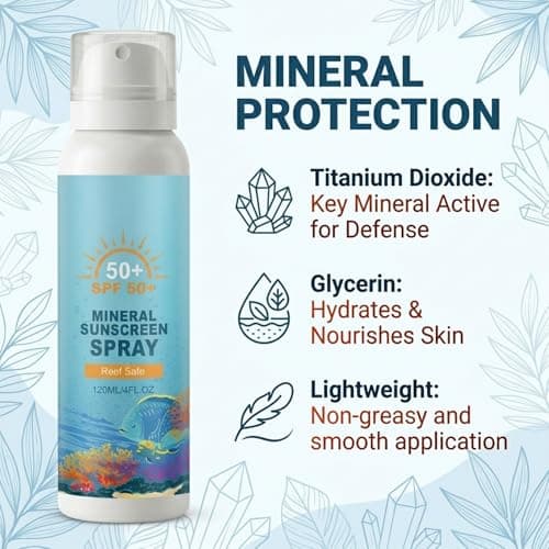 Mineral Sunscreen Spray SPF 50+ | Spray Sunscreen SPF 50, Ultra-Light Body & Face Sunscreen SPF S-pray | Broad Spectrum UVA/UVB Protection, No White Cast, Non-Greasy Hydrating Sun Cream S-pray — view 6