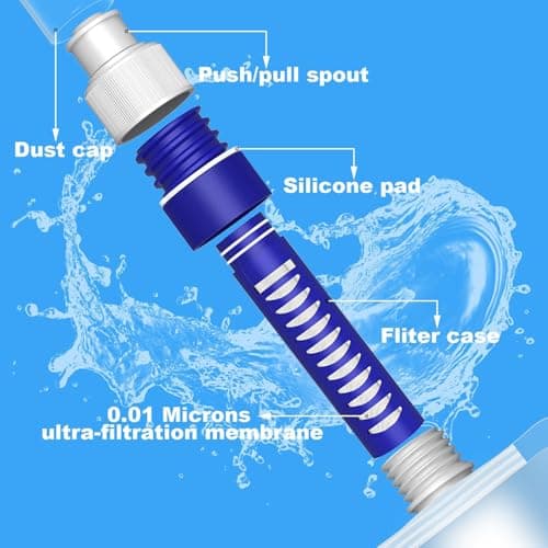 Filtered Water Bottle - 1000ml Water Bag with Filter | Water Bottle for Travel | Reusable Travel Container for Sports Hiking Camping Backpack Outdoor Survival Pure Drinking Filtration — view 4