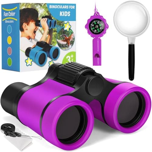Binoculars for Kids, Kids Binoculars toys for 3 4 5 6 7 8 Years Boys and Girls, Set with Magnifying Glass & Compass - Birthday Gifts Outdoor Toy for Kid Ages 3-8 Toddler Camping