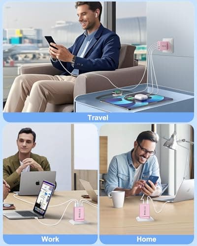 Saqykan 2-Pack 40W 4-Port Multi USB Plug UK Fast Charger Dual PD Power Adapter +QC Multiport Wall Charge Head Type C Fast Charging Plug for iPhone 17 16 15 14 13 12 11 Pro Max Plus, iPad — view 6