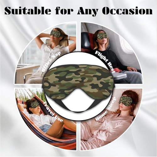 1 Pack Green Camouflage Silk Sleep Mask Ultra Soft Zero Pressure Eye Adjustable Strap,Suitable for Side Sleeping — view 5