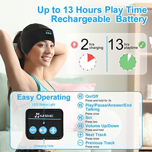 Flintronic Bluetooth 5.0 Wireless Sleep Headphones, Black, Sports Headband with Ultra-Thin HD Stereo Speakers, Suitable for Sleeping, Exercising, Yoga, Fitness, Relaxation — view 4