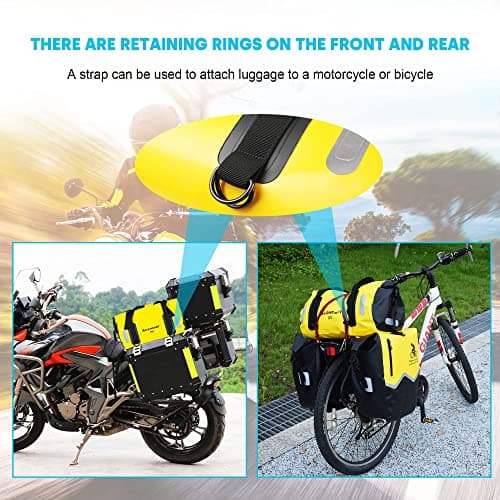 WILD HEART Waterproof Bag Duffel Bag 20L 30L 40L with Welded Seams Shoulder Straps, Mesh Pocket for Kayaking, Camping, Boating,Bycycle,Motorcycle (Yellow, 20L) — view 5