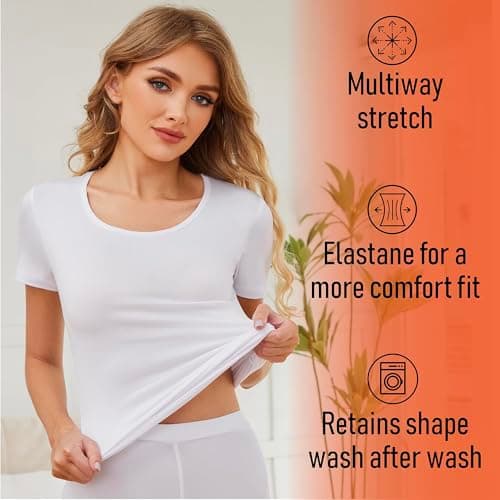 The Essentials Wardrobe Ladies TEW Short Sleeve Thermal Top - White - 8-10 — view 3