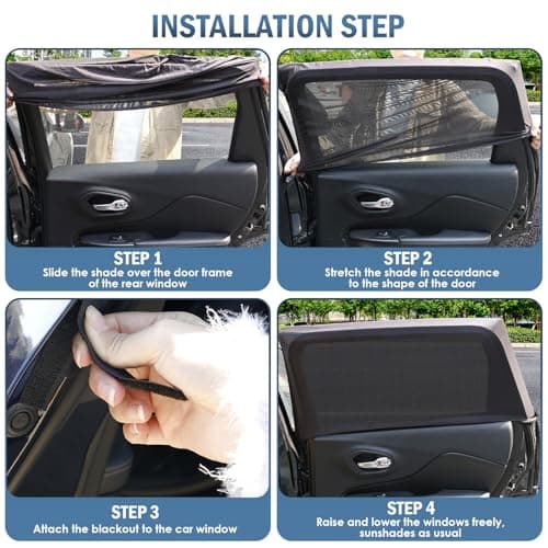 Car Window Shades for Baby, Stretchable Car Side Window Sun Shades 2 Pack — view 5