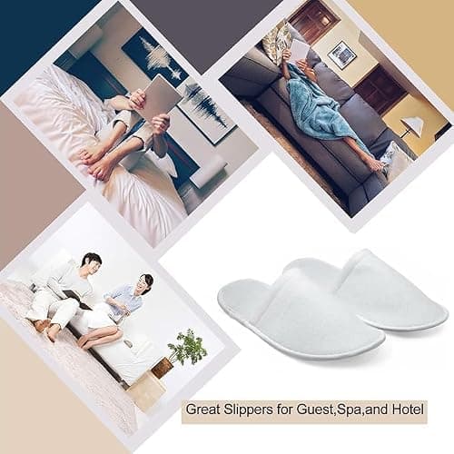 Yunzhou1230 White Hotel Slippers Multipack,Non-Slip Disposable Slippers, Closed Toe for Spa, Party Guest and Travel (White 15 Pairs(UK 4-8)) — view 6