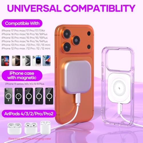 Magnetic Wireless Charger, Fast Apple Mag-Safe Charger for iPhone 17/16/15/14/13/12 Series, Wireless Magnet Mag Safe Charging Pad for AirPods 3/2/Pro, Strong Magnetic Charging Pad — view 2