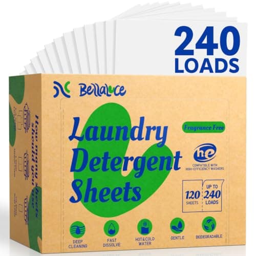 BellaLuce Laundry Detergent Sheets, Fragrance Free, 240 Loads