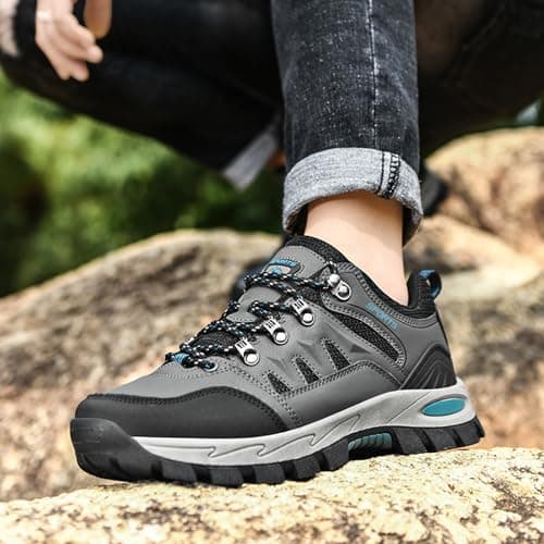 Topwolve Hiking Boots Men's Women's Waterproof Walking Shoes Low Rise Trekking Climbing Shoes Outdoor Backpacking Camping Trails Shoes,Grey,5 UK — view 3