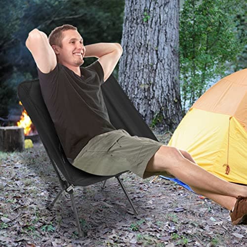 Rainberg Ultra Lightweight Camping Chair, Folding Chair, Camping Chairs for Adults, Foldable Garden Outdoor Picnic BBQ Chairs. (Pack of 1, Black) — view 6