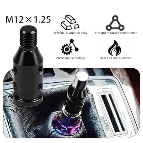Yiranfuyao M12x1.25 Universal Car Gear Shift Knob Adapter, Upgraded Aluminum Gear Stick Shifter Adapter with 4 Fittings for Non Threaded Shifter — view 3