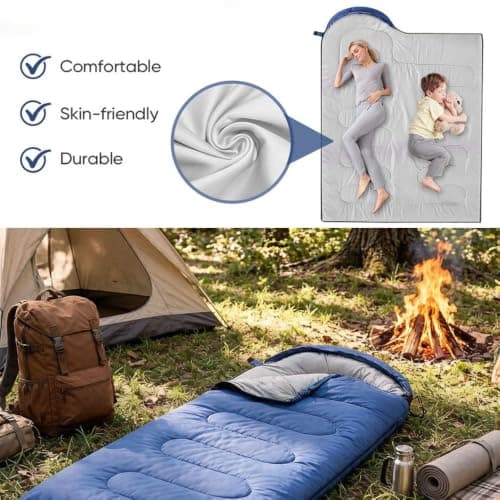 Sleeping Bag Ultralight Adult Compact Hooded Blanket, for 3-4 Seasons, 210cm x 75cm Small Packed Size, Water-resistant, Polyester, Thick and Warm, Snap Closure for Outdoor Camp Hike Travel (Black) — view 6