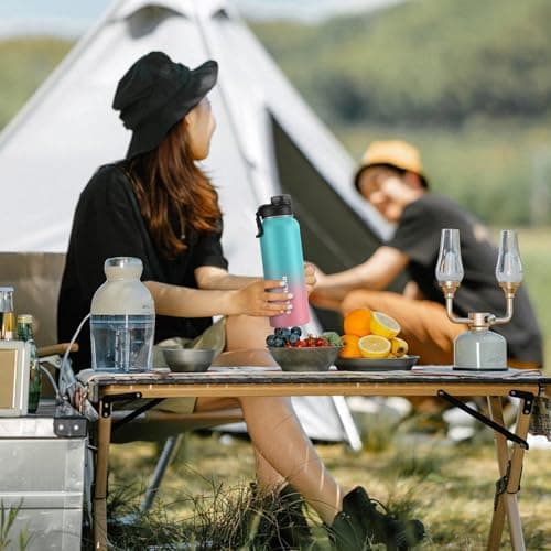 SOLARLAB Insulated Water Bottle 1.2 L Stainless Steel – Thermos Water Bottle – BPA Free – Perfect for Hot Drinks, Cold, Outdoors, Camping (1.2 L, Macaron Blue+Pinke) — view 6