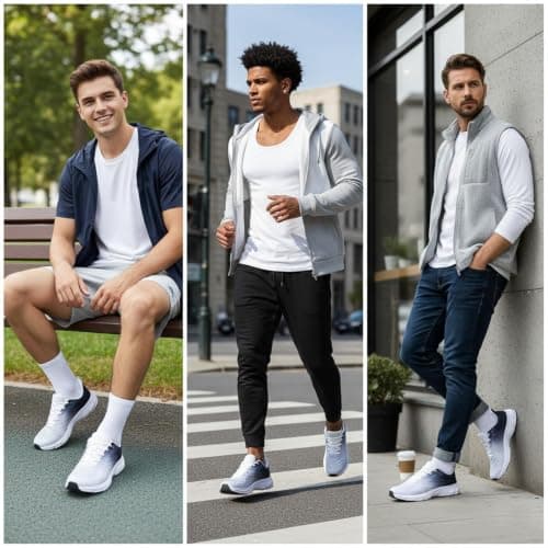 RTOUNT Mens Trainers Men Breathable Casual Walking Shoes for Gym Travel — view 2