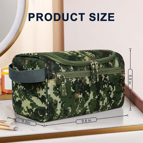PNEUICALLY Hanging Toiletry Bag for Women and Men Traveling Makeup Large Capacity Cosmetics Portable Dopp Kit Storage Organizer Bag with Hanging Hook for Toiletries Brushes Shaving Tools, Camo Mosaic, — view 2