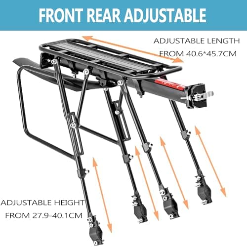 YONTUO Rear Bike Rack,100KG Capacity Solid Bearings Bike Cargo Rack w/Fender & Large Size Reflective,Quick Release Mountain Road Bicycle Rear Racks,Universal Bike Luggage Touring Carrier Rack,BCR06-EU — view 4