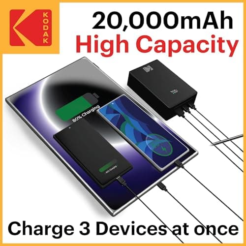 KODAK 20000mAh Power Bank Fast Charging Portable Charger, Flight-Safe 77Wh — view 3