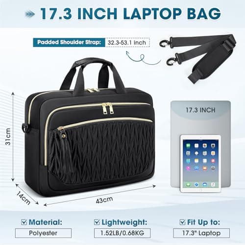 RAINSMORE 17.3 Inch Laptop Bag for Women Work Bag Large Briefcase — view 3