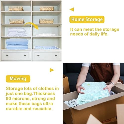 Hikkon Vacuum Storage Bags Jumbo 4 Packs Extra Large(130x100 cm) - Strong Space Saver Compression Bags XXL Vacuum Pack Bags for Duvet,Clothes,Quilts,Comforters,Bedding,Pillows - Save 80% Space — view 6