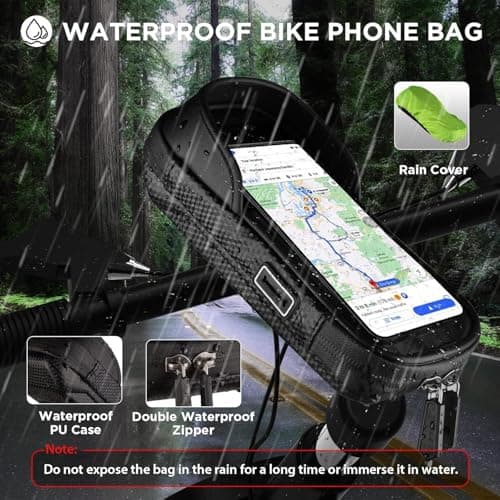 selling united Waterproof Bike Phone Mount, 360° Rotation Handlebar Holder with Rain Cover, Compatible with Smartphones up to 7 inches, Touchscreen Compatible — view 2